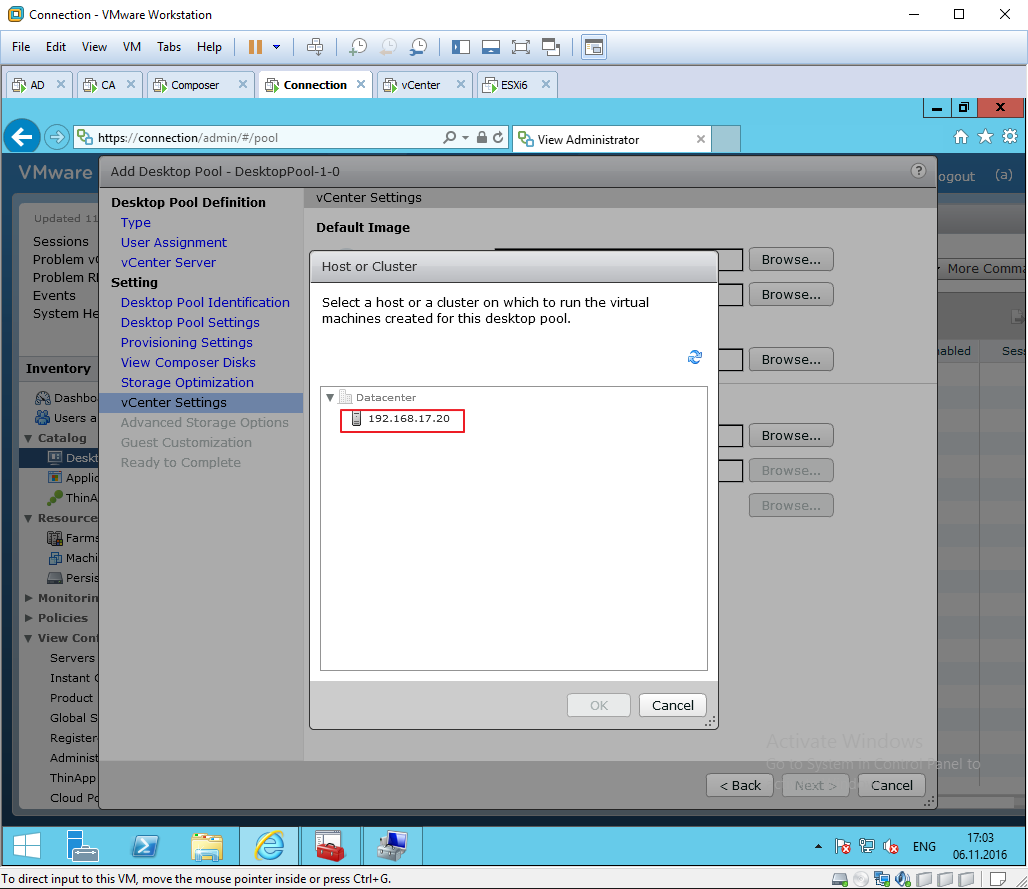 vmware horizon 7 desktop pool -